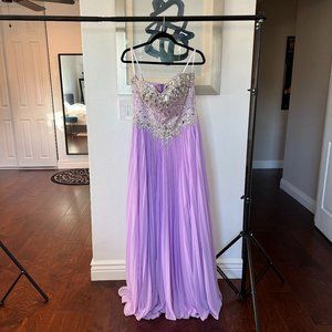 BNWT Wow Couture (Akira) Lilac Rhinestone Prom Maxi Dress